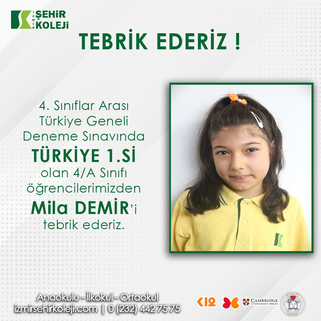 4. Sınıflar Arası Türkiye Geneli Deneme Sınavı Türkiye 1.si
